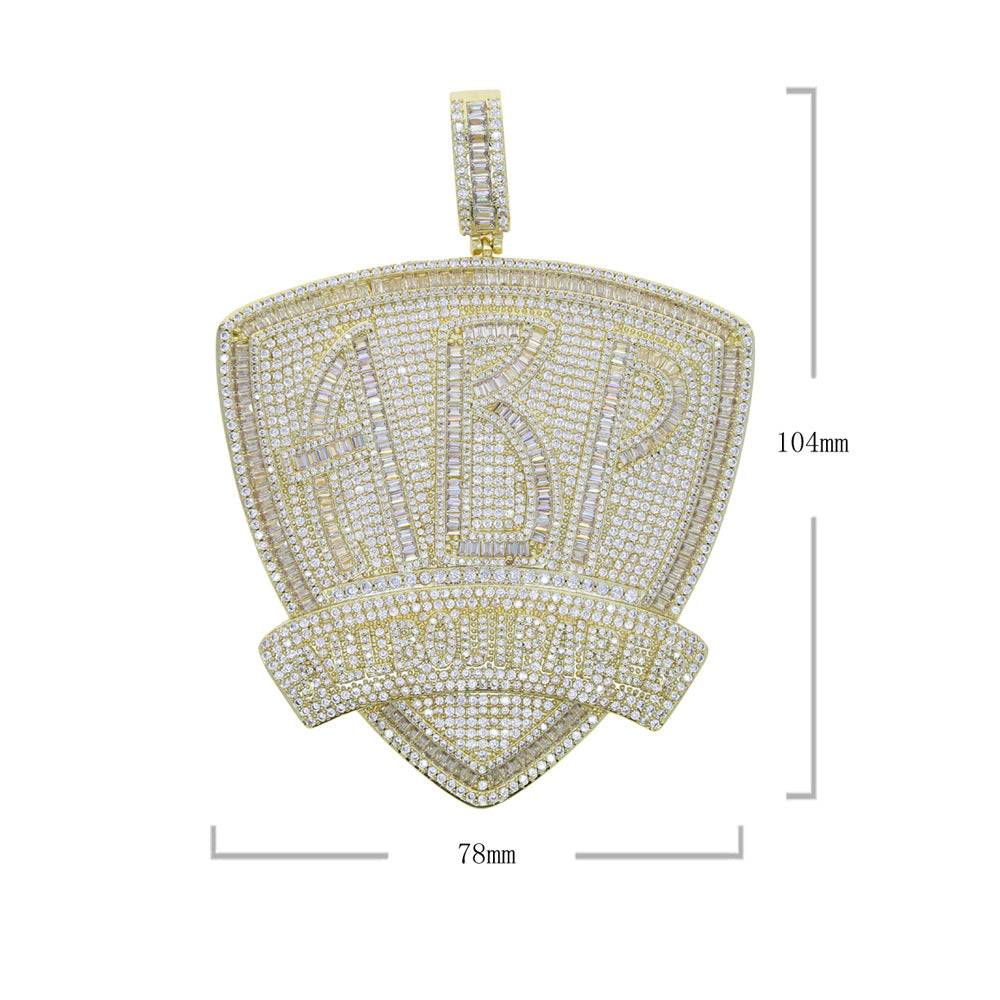 HIP HOP ALL BOUI PAPER LETTER PANDANT NECKLACE MEN'S COPPER WITH ZIRCON TREND JEWELRY