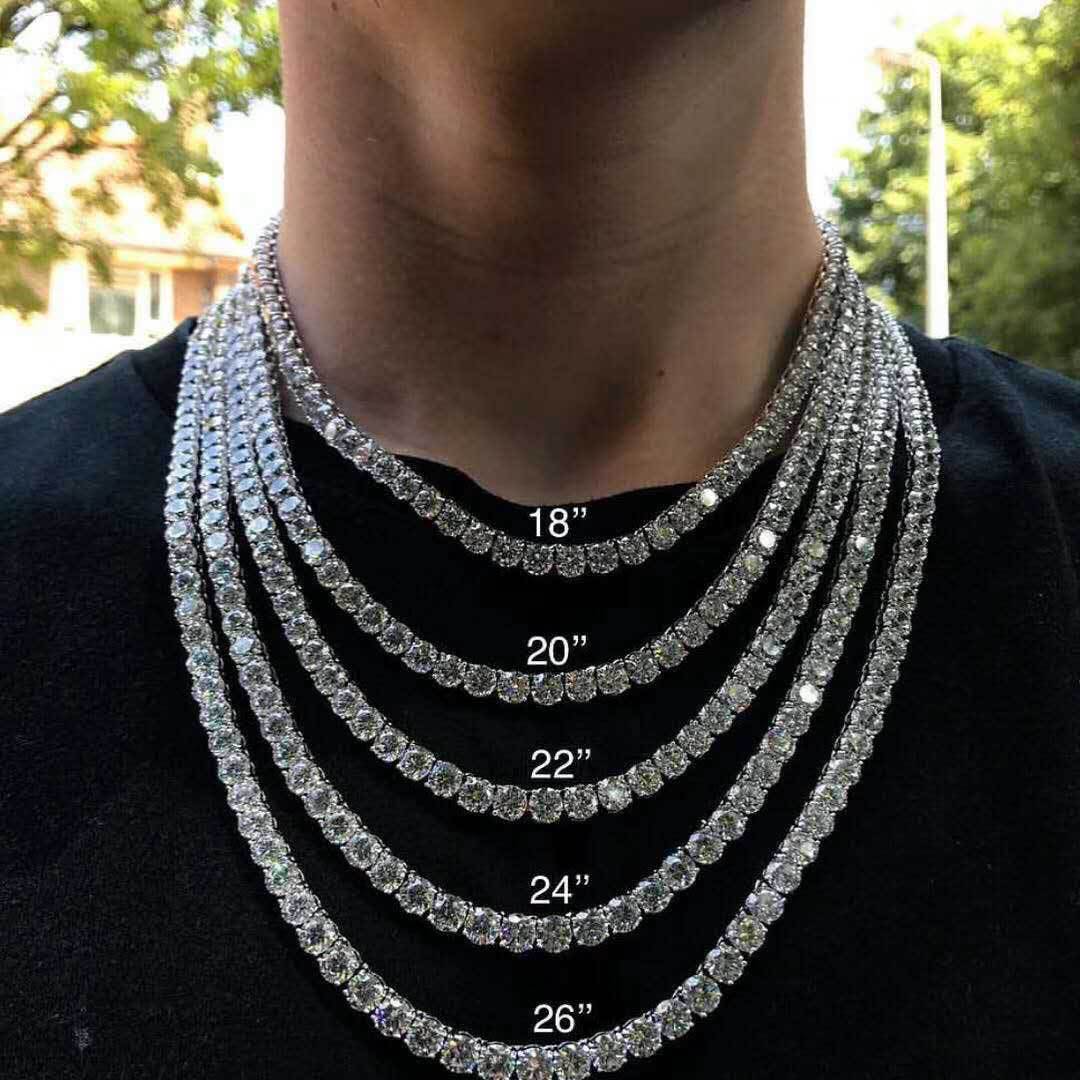 GOLDEN CUBAN CHAIN ICE CRYSTAL DIAMOND TENNIS CHAIN FOR MEN RHINESTONE TENNIS NECKLACE