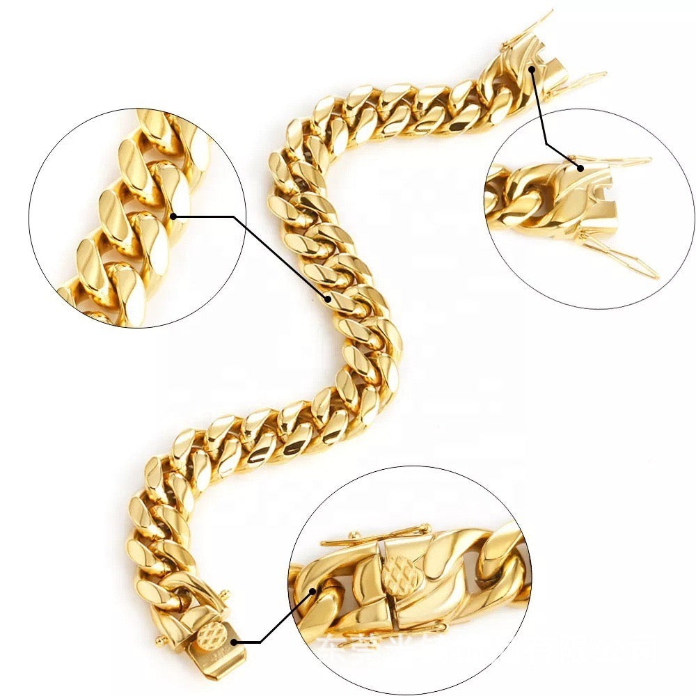 GOLD STAINLESS STEEL CHAIN HIP HOP